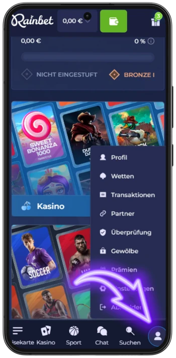 Rainbet spesiekarte