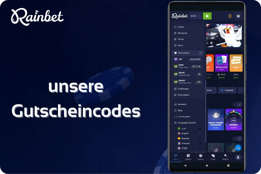 Rainbet unsere Gutscheincodes