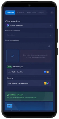 Rainbet Einzahlung im Kassenbereich