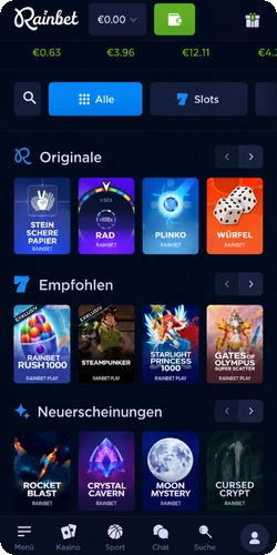 Rainbet Spieleübersicht