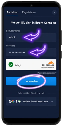 Rainbet Zugangsdaten im Login